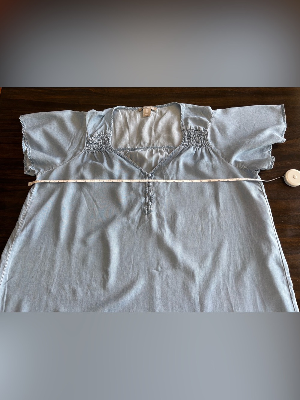 Lucky Brand Chambray Flutter Sleeve Tunic Dress 1X Boho Blue - Picture 4 of 13